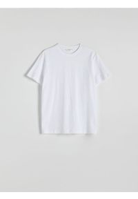 Reserved - Strukturalny t-shirt regular fit - biały. Kolor: biały. Materiał: bawełna