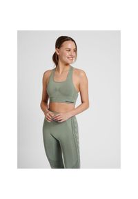 Damski bezszwowy biustonosz sportowy Hummel Shaping. Kolor: wielokolorowy, szary, zielony. Sport: fitness #1