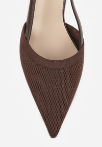 Renee - Brązowe Ażurowe Sandały na Szpilce Typu Slingback Pavidia. Zapięcie: sprzączka. Kolor: brązowy. Materiał: koronka. Wzór: ażurowy. Obcas: na szpilce #2