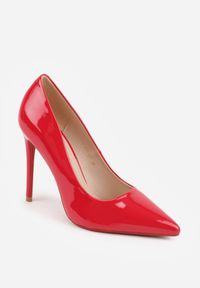 Born2be - Czerwone Szpilki VICES z Lakierowanym Efektem Jestiva. Okazja: na co dzień. Kolor: czerwony. Materiał: lakier. Obcas: na szpilce. Styl: casual, elegancki, klasyczny. Wysokość obcasa: wysoki #9