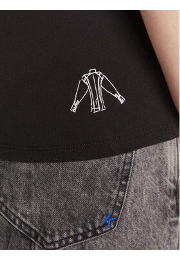 Karl Lagerfeld - KARL LAGERFELD T-Shirt A3W17099 Czarny Regular Fit. Typ kołnierza: dekolt w karo. Kolor: czarny. Materiał: bawełna