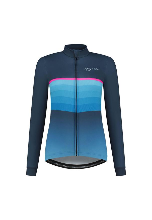 ROGELLI - Koszulka rowerowa damska z długim rękawem Rogelli Impress II. Kolor: różowy, niebieski, wielokolorowy. Długość rękawa: długi rękaw. Długość: długie. Sezon: lato. Sport: kolarstwo