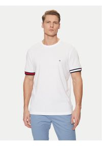 TOMMY HILFIGER - Tommy Hilfiger T-Shirt Global Stripe MW0MW38078 Biały Regular Fit. Kolor: biały. Materiał: bawełna