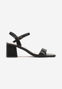 Renee - Czarne Sandały na Słupku Zapinane Wokół Kostki Testar. Okazja: na spotkanie biznesowe. Zapięcie: pasek. Kolor: czarny. Materiał: len. Sezon: lato. Obcas: na słupku. Styl: biznesowy, elegancki #4