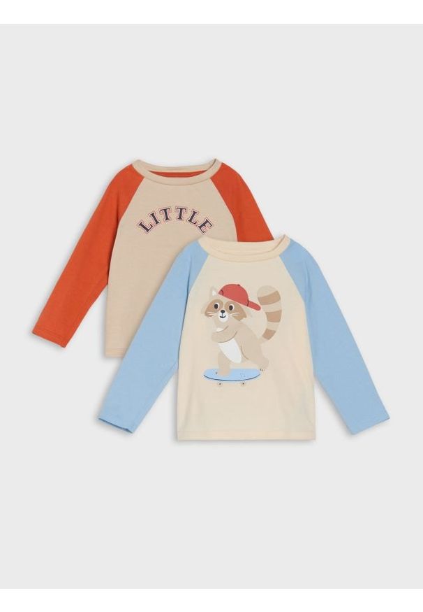 Sinsay - Koszulka z długimi rękawami z nadrukiem 2 pack - wielobarwny. Długość rękawa: długi rękaw. Długość: długie. Wzór: nadruk