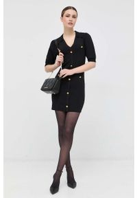 Silvian Heach sukienka kolor czarny mini dopasowana. Kolor: czarny. Długość rękawa: krótki rękaw. Typ sukienki: dopasowane. Długość: mini #1