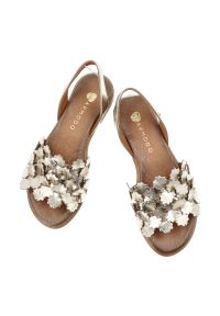 Sandały damskie Armodo, cholewka ze skóry naturalnej licowej z paskiem wokół pięty odkryty przód na płaskiej podeszwie, złote, 40468. Zapięcie: pasek. Kolor: złoty. Materiał: skóra. Obcas: na płaskiej podeszwie #2