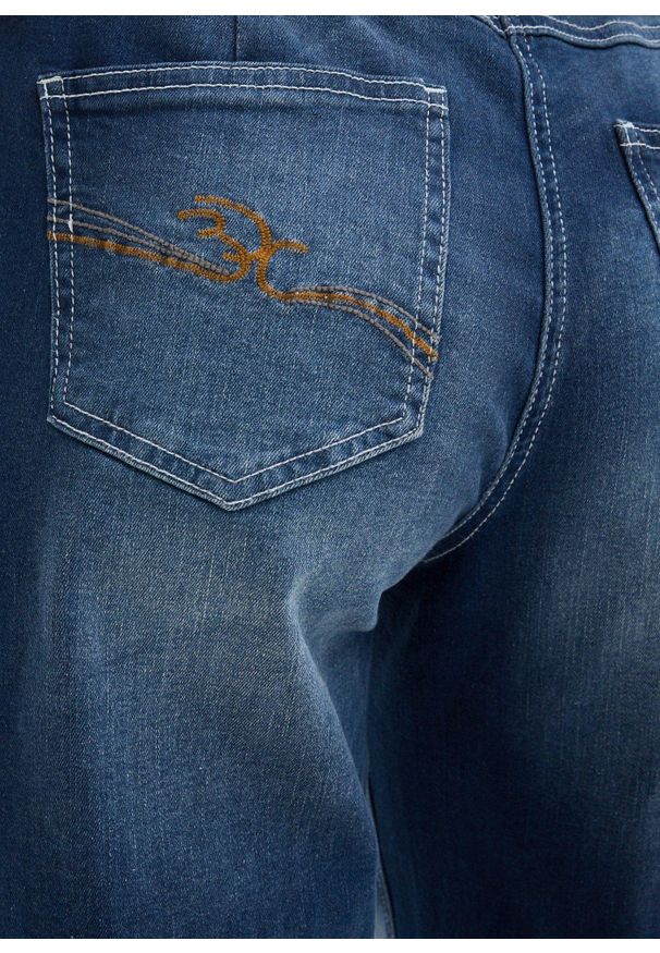bonprix - Jeansy wide leg, mid waist, z elastyczną wstawką w talii. Kolor: niebieski