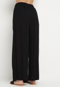 Born2be - Czarne Spodnie Bawełniane Szerokie z Gumką w Pasie Efranica. Okazja: na co dzień. Kolor: czarny. Materiał: bawełna. Styl: casual, elegancki #3