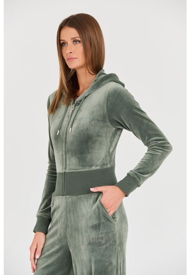 Juicy Couture - JUICY COUTURE Zielona bluza Marissa Velour Track Top. Kolor: zielony