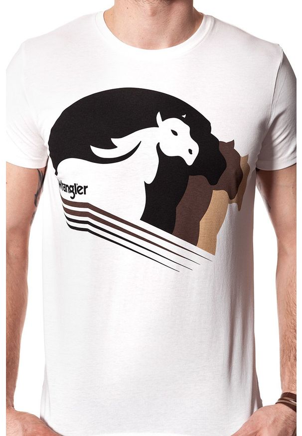 Wrangler - KOSZULKA WRANGLER WESTERN GRAPHIC TEE OFFWHITE W7B94FK02 112131566. Wzór: nadruk