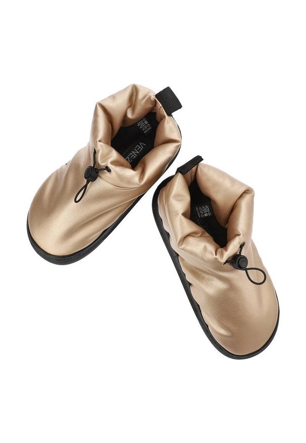 Złote Botki Venezia Ocieplane Buty Damskie. Okazja: na co dzień. Kolor: złoty. Materiał: syntetyk, skóra ekologiczna, futro. Obcas: na platformie. Styl: casual