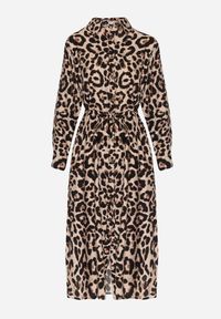 Born2be - Panterkowa Koszulowa Sukienka z Wiskozą w Panterkę z Wiązanym Paskiem Assava. Okazja: do pracy, na spotkanie biznesowe. Materiał: wiskoza. Wzór: motyw zwierzęcy. Typ sukienki: koszulowe. Styl: biznesowy, klasyczny, elegancki #3