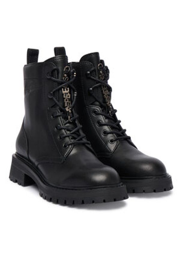 Pepe Jeans Trapery Stacy Play W PLS500022 Czarny. Kolor: czarny. Materiał: skóra, syntetyk