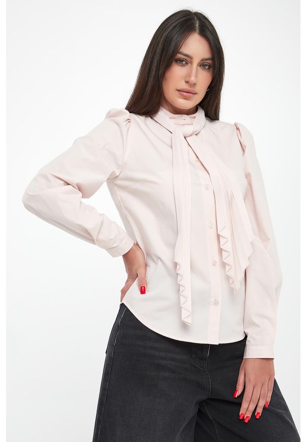 Twinset Milano - Koszula damska z popeliny z szarfą TWINSET