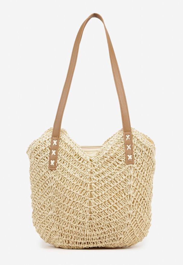 Born2be - Beżowa Torebka na Ramię z Plecionki w Stylu Boho Liramirae. Kolor: beżowy. Sezon: lato. Styl: boho. Rodzaj torebki: na ramię