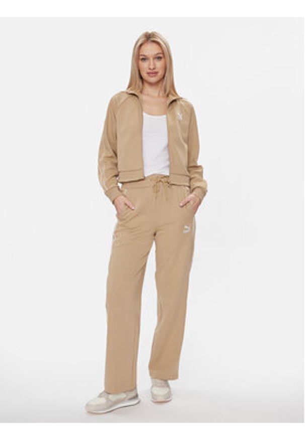 Puma Bluza T7 624211 Beżowy Relaxed Fit. Kolor: beżowy. Materiał: bawełna, syntetyk