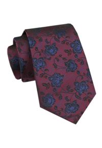 Elegancki Krawat Męski Angelo di Monti - Bordo z Motywem Kwiatowym. Kolor: czerwony. Materiał: tkanina. Wzór: kwiaty. Styl: elegancki #1