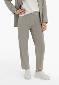 Volcano - Materiałowe spodnie casual R-TERA. Okazja: na co dzień. Kolor: szary. Materiał: materiał. Styl: casual #1