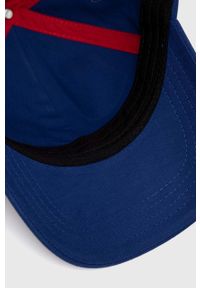 Hugo - HUGO czapka bawełniana kolor niebieski z aplikacją. Kolor: niebieski. Materiał: bawełna. Wzór: aplikacja #4