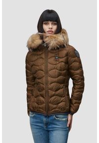 Blauer USA - BLAUER Brązowa damska kurtka Aldie Short Jackets, Rozmiar M. Kolor: brązowy. Materiał: puch, poliamid, futro