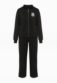 Born2be - Czarny Komplet Dresowy z Bawełny z Zasuwaną Bluzą i Spodniami Tervil. Kolor: czarny. Materiał: bawełna, dresówka