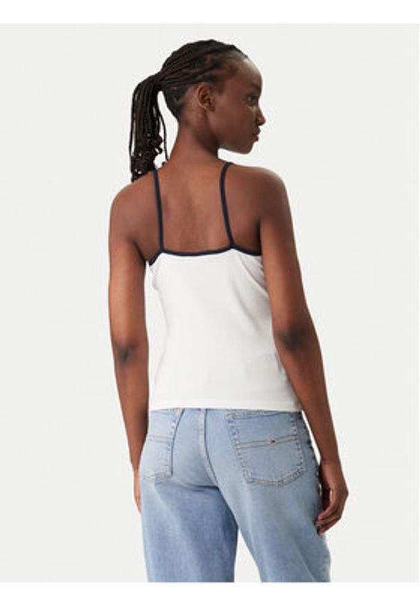 Tommy Jeans Top DW0DW22261 Biały Slim Fit. Kolor: biały. Materiał: bawełna