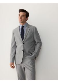 Reserved - Marynarka regular fit z wiskozą - jasnoszary. Kolor: szary. Materiał: wiskoza #1