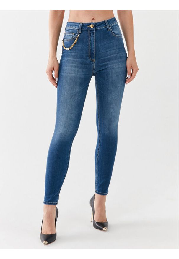 Elisabetta Franchi Jeansy PJ-20S-36E2-V320 Granatowy Skinny Fit. Kolor: niebieski