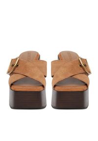 Guess Jeans Klapki CEO-JD421-3 Brązowy. Kolor: brązowy. Materiał: skóra, zamsz #5