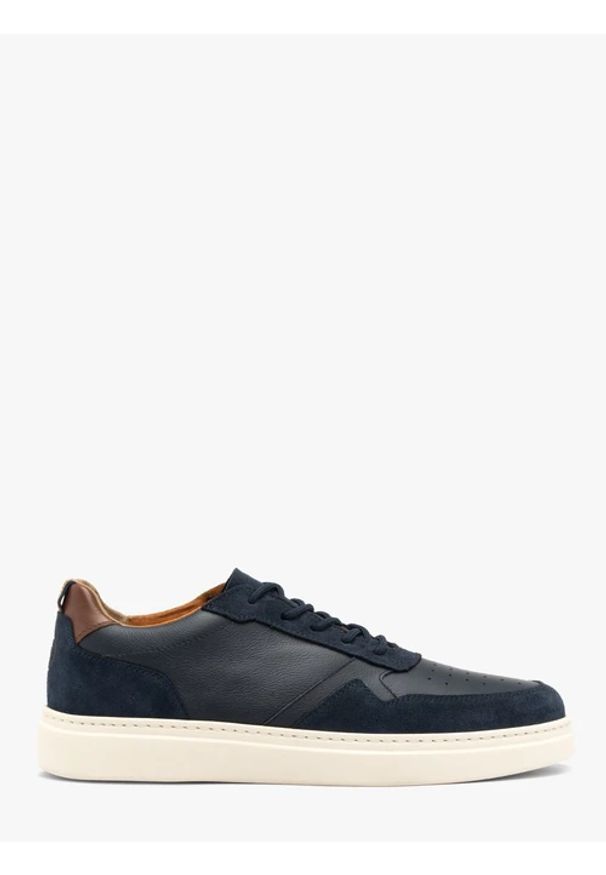 Ryłko - Granatowe sneakersy męskie. Kolor: niebieski. Materiał: skóra. Styl: street