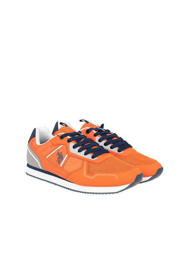 U.S. Polo Assn. Sneakersy "Nobil004" | Nobil004 | Mężczyzna | Pomarańczowy. Kolor: pomarańczowy. Materiał: materiał, skóra ekologiczna. Wzór: aplikacja, nadruk