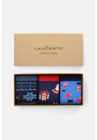 Lancerto - Zestaw 3 Par Świątecznych Skarpet we Wzory. Materiał: elastan, poliamid, bawełna