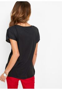 Długi shirt z cekinami bonprix czarny. Kolor: czarny. Długość: długie. Styl: elegancki #6