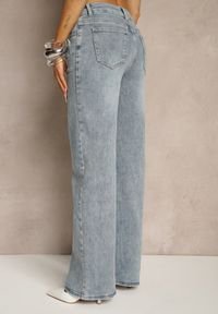 Renee - Niebieskie Szerokie Jeansy High Waist z Wiskozą Uliadria. Okazja: na co dzień. Stan: podwyższony. Kolor: niebieski. Styl: elegancki, casual #4