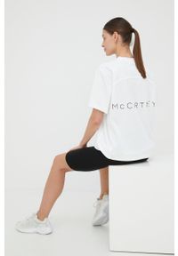 Adidas by Stella McCartney - adidas by Stella McCartney t-shirt HB7401 damski kolor biały. Kolor: biały. Materiał: bawełna, materiał, dzianina, skóra, włókno #3
