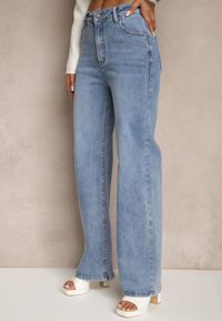 Renee - Niebieskie Klasyczne Jeansy o Szerokim Kroju z Wysokim Stanem Lunivera. Stan: podwyższony. Kolor: niebieski. Styl: klasyczny #4