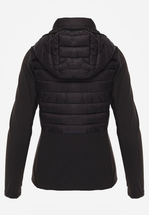 Born2be - Czarna Pikowana Kurtka Przejściowa z Kapturem i Elastycznymi Rękawami Nikitha. Okazja: na co dzień. Typ kołnierza: kaptur. Kolor: czarny. Materiał: jeans, nylon. Styl: elegancki, casual, klasyczny, sportowy