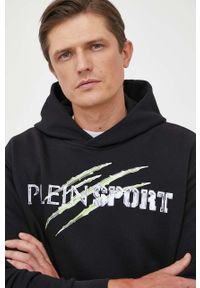 Plein Sport - PLEIN SPORT bluza męska kolor czarny z kapturem z nadrukiem. Typ kołnierza: kaptur. Kolor: czarny. Wzór: nadruk. Styl: sportowy #7