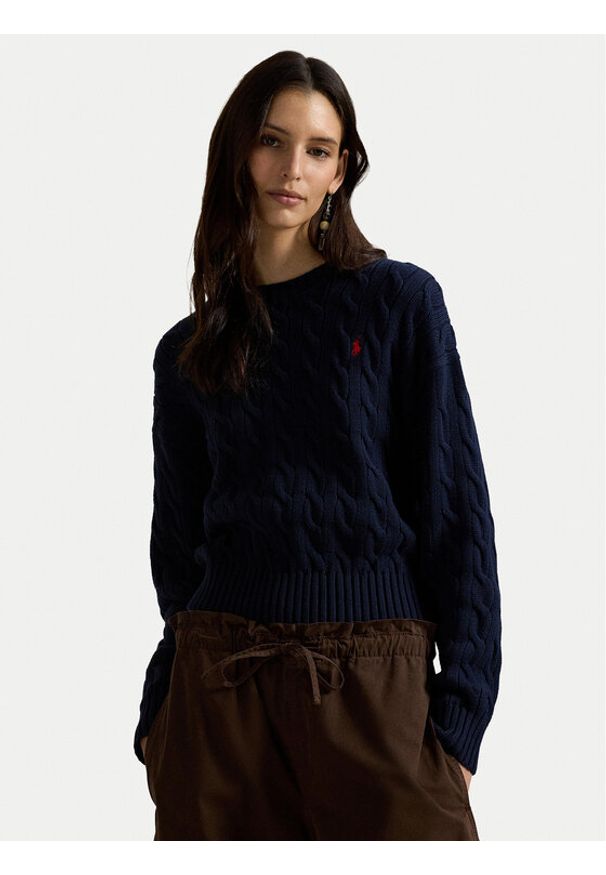 Polo Ralph Lauren Sweter 211A96245001 Granatowy Relaxed Fit. Typ kołnierza: polo. Kolor: niebieski. Materiał: bawełna