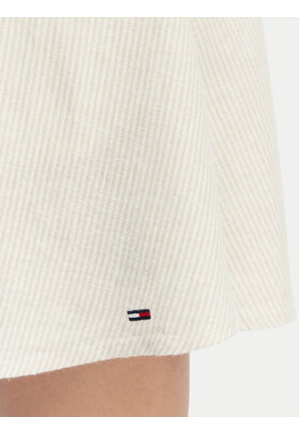 Tommy Jeans Sukienka letnia Skater DW0DW22345 Beżowy jasny Slim Fit. Kolor: beżowy. Materiał: len. Sezon: lato