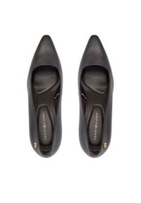 TOMMY HILFIGER - Tommy Hilfiger Czółenka Th Logo Lth Pump Slanted Hl FW0FW09008 Czarny. Kolor: czarny. Materiał: skóra #4