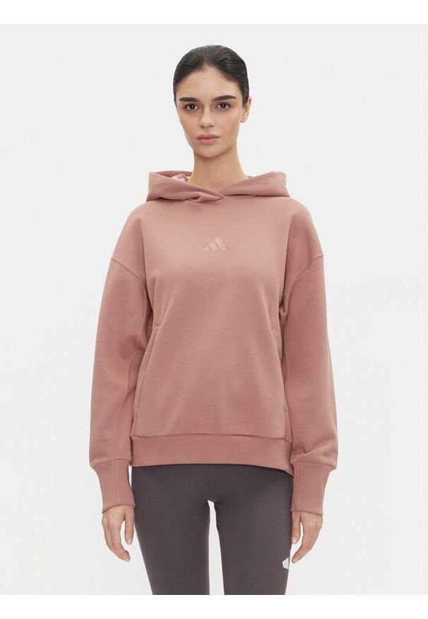Adidas - adidas Bluza ALL SZN Fleece JD4669 Różowy Loose Fit. Kolor: różowy. Materiał: bawełna, syntetyk