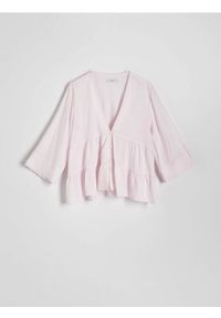 Reserved - Bluzka z wiskozą - pastelowy róż. Kolor: różowy. Materiał: wiskoza