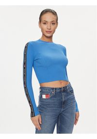 Tommy Jeans Sweter DW0DW17247 Niebieski Slim Fit. Kolor: niebieski. Materiał: syntetyk #1