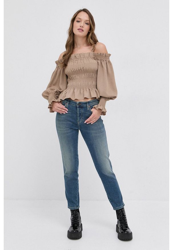 Diesel Jeansy damskie medium waist. Kolor: niebieski