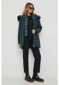 DKNY - Dkny kurtka damska kolor zielony przejściowa. Kolor: zielony. Materiał: polar, futro, włókno #3