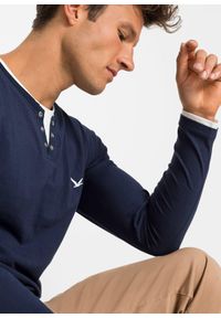 bonprix - Bluzka z długim rękawem 2 w 1 (2 szt.). Kolor: niebieski. Długość rękawa: długi rękaw. Długość: długie. Wzór: haft #2