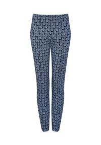 CATERINA - Granatowe spodnie z ananasowym wzorem. Kolor: niebieski. Materiał: żakard, elastan, wiskoza #1