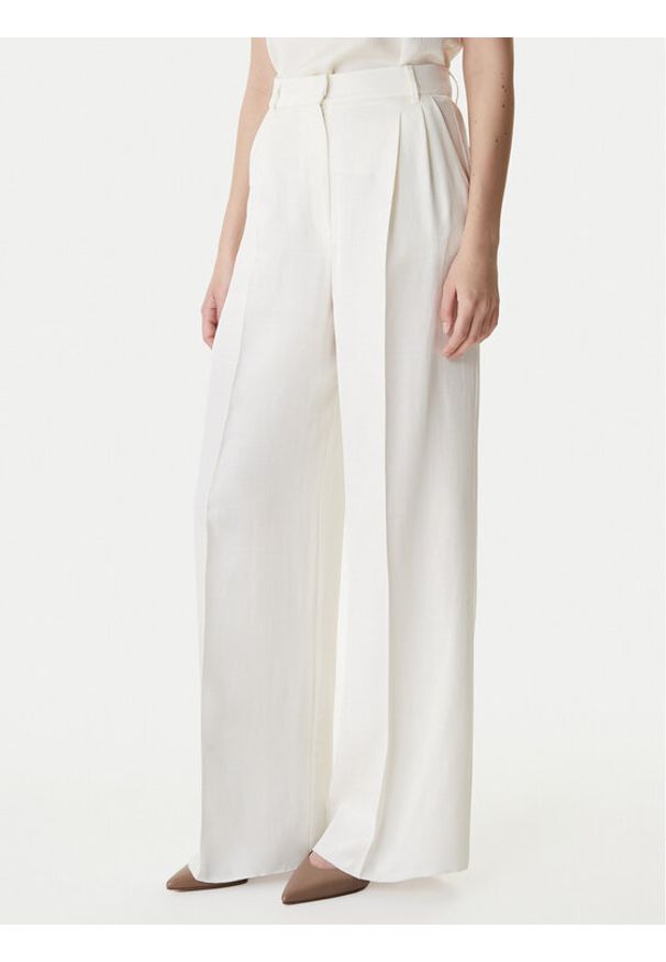Marella Spodnie materiałowe Adito 2615131221 Écru Straight Fit. Kolor: kremowy. Materiał: wiskoza
